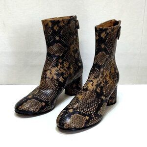 Joie Vero Cuoio Ramet Leather Python Ankle Boots Womens EUR 40 US 9.5 Block Heel